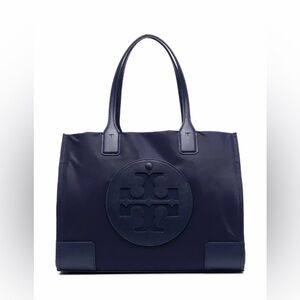 Tory Burch Navy Embossed Logo Tote